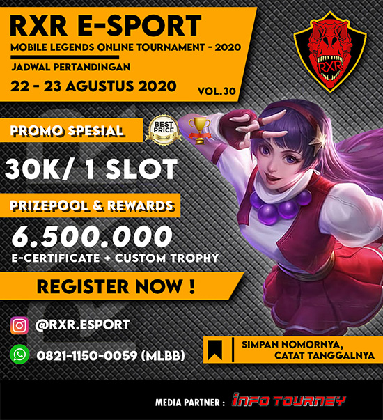 turnamen ml mlbb mole mobile legends agustus 2020 rxr season 30 poster