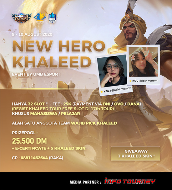 turnamen ml mlbb mole mobile legends agustus 2020 umb new hero khaleed poster
