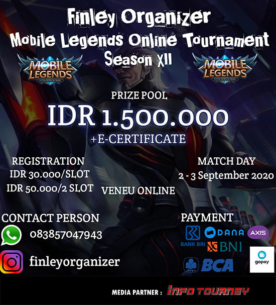 turnamen ml mlbb mole mobile legends september 2020 finley organizer season 12 poster