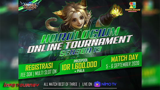 turnamen ml mlbb mole mobile legends september 2020 horologium organizer season 13 logo
