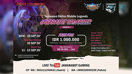 turnamen ml mlbb mole mobile legends september 2020 jawarabot poster season 8 logo