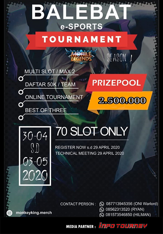 turnamen ml mlbb mole mobile legends april 2020 balebat esports season 1 poster