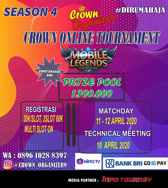 turnamen ml mlbb mole mobile legends april 2020 crown organizer season 4 poster