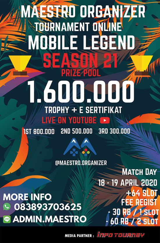 turnamen ml mlbb mole mobile legends april 2020 maestro organizer season 21 poster