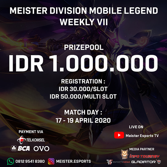 turnamen ml mlbb mole mobile legends april 2020 meister division weekly 7 poster