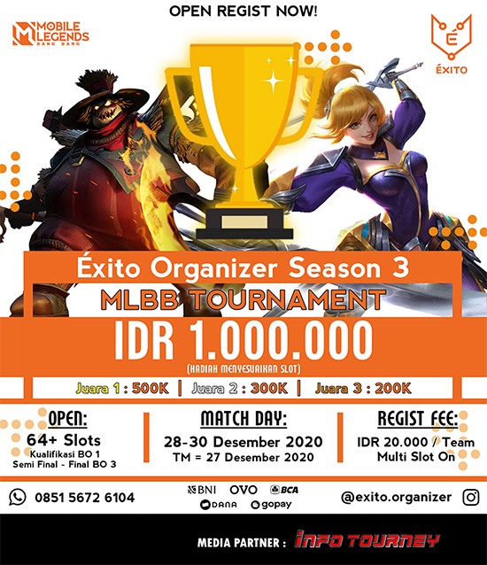turnamen ml mlbb mole mobile legends desember 2020 exito organizer season 3 poster