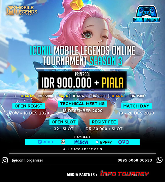 turnamen ml mlbb mole mobile legends desember 2020 iconil organizer season 3 poster