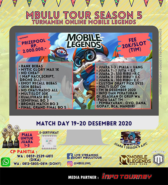 turnamen ml mlbb mole mobile legends desember 2020 mbulu season 5 poster