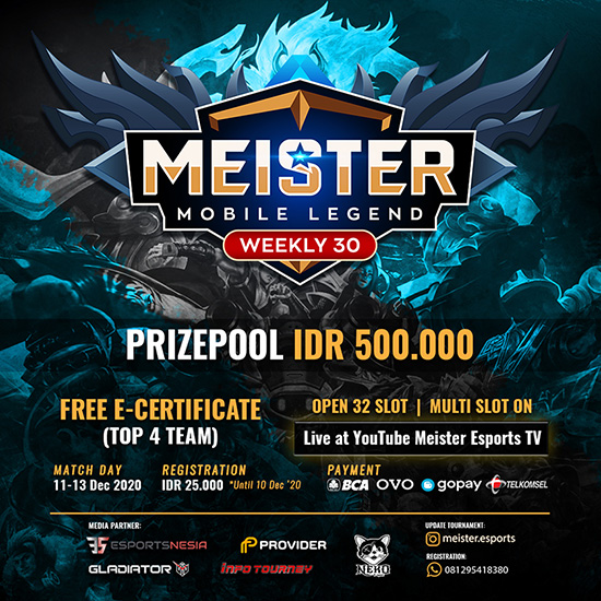 turnamen ml mlbb mole mobile legends desember 2020 meister weekly 30 poster
