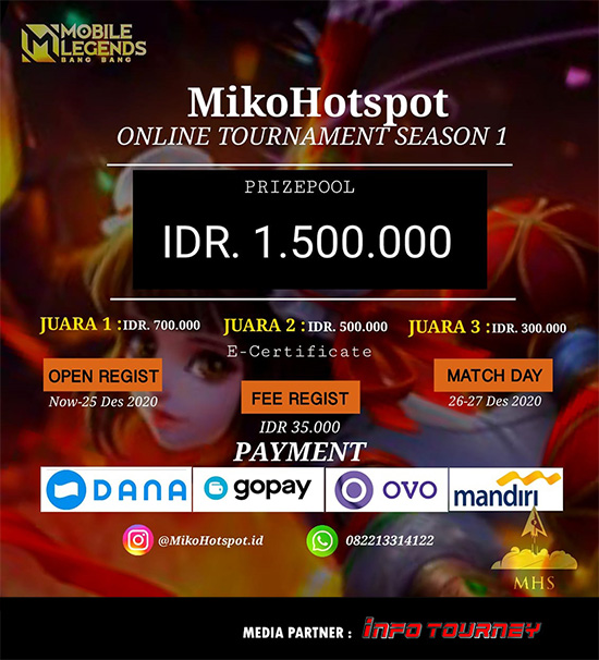 turnamen ml mlbb mole mobile legends desember 2020 mikohotspot season 1 poster