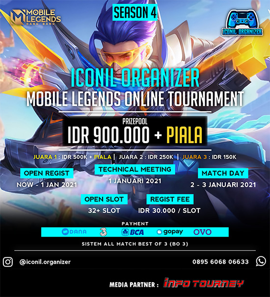 turnamen ml mlbb mole mobile legends januari 2021 iconil organizer season 4 poster