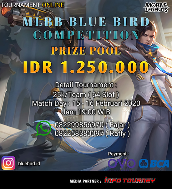 turnamen ml mlbb mole mobile legends februari 2020 blue bird competition poster