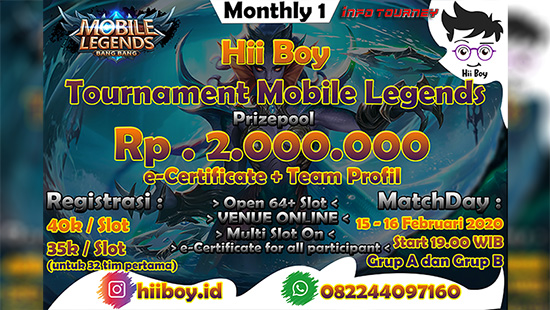 turnamen ml mlbb mole mobile legends februari 2020 hii boy monthly season 1 logo