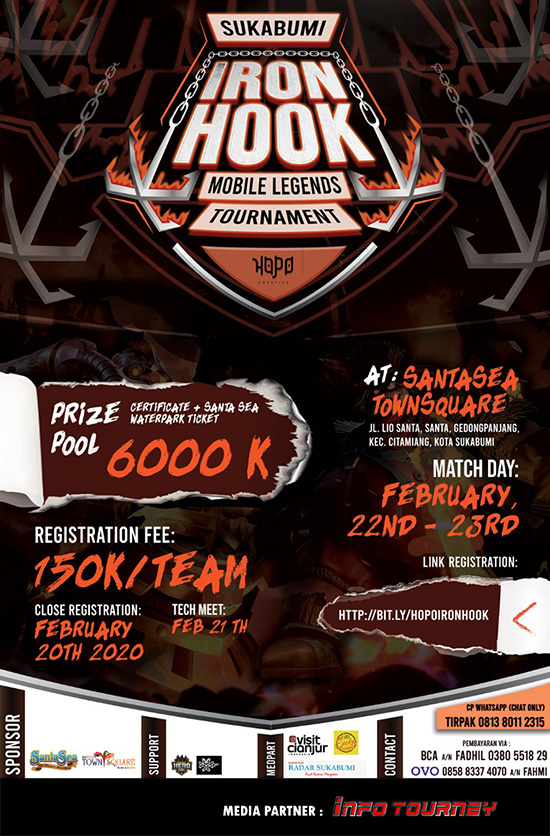 turnamen ml mlbb mole mobile legends februari 2020 ironhook sukabumi poster