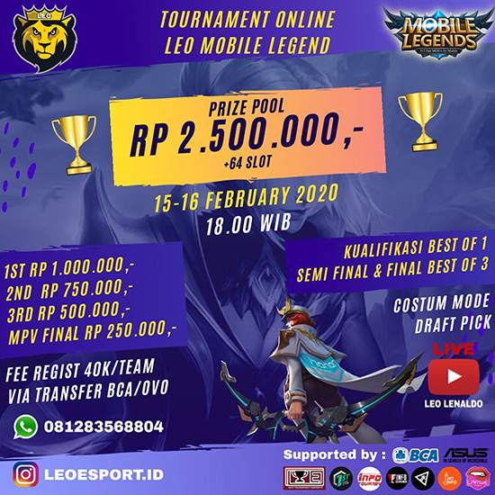 turnamen ml mlbb mole mobile legends februari 2020 leo season 1 poster