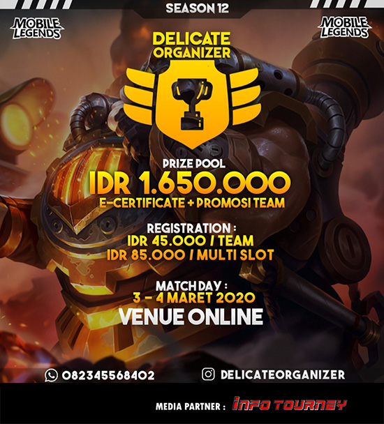 turnamen ml mlbb mole mobile legends maret 2020 delicate organizer season 12 poster