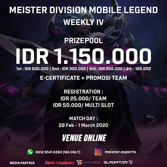 turnamen ml mole mobile legends februari 2020 meister division weekly 4 poster