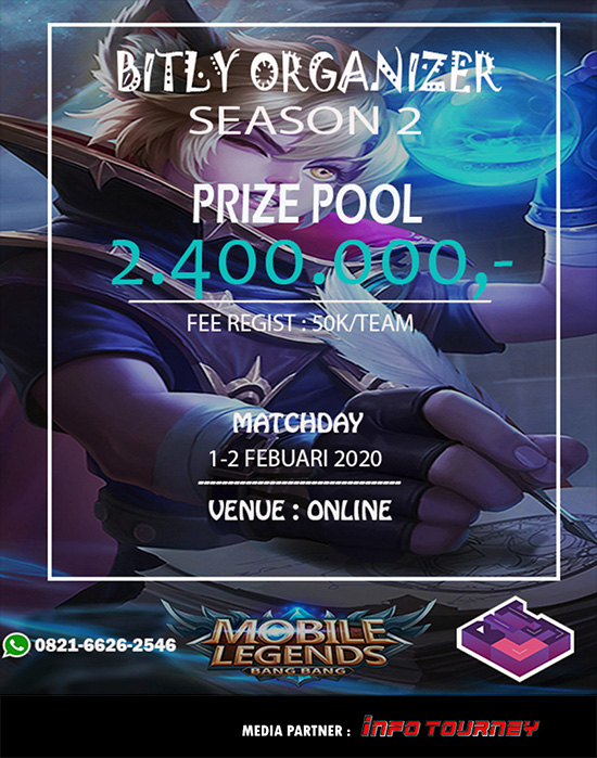 turnamen ml mlbb mole mobile legends februari 2020 bitly organizer season 2 poster