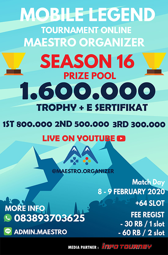 turnamen ml mlbb mole mobile legends februari 2020 maestro organizer season 16 poster