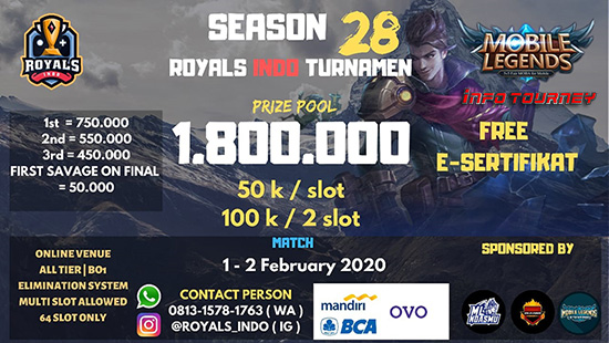 turnamen ml mlbb mole mobile legends februari 2020 royals indo season 28 logo