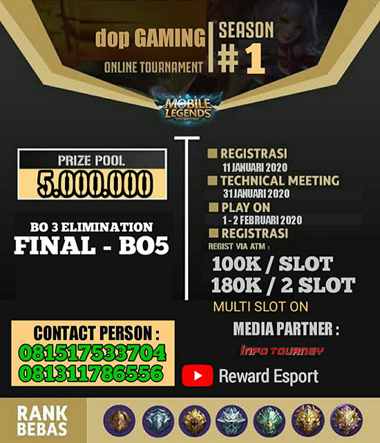 turnamen ml mlbb mole mobile legends januari 2020 dop gaming season 1 poster