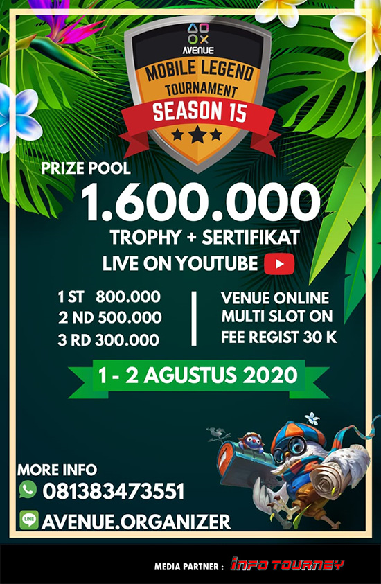 turnamen ml mlbb mole mobile legends agustus 2020 avenue organizer season 15 poster