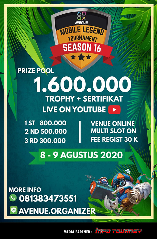 turnamen ml mlbb mole mobile legends agustus 2020 avenue organizer season 16 poster