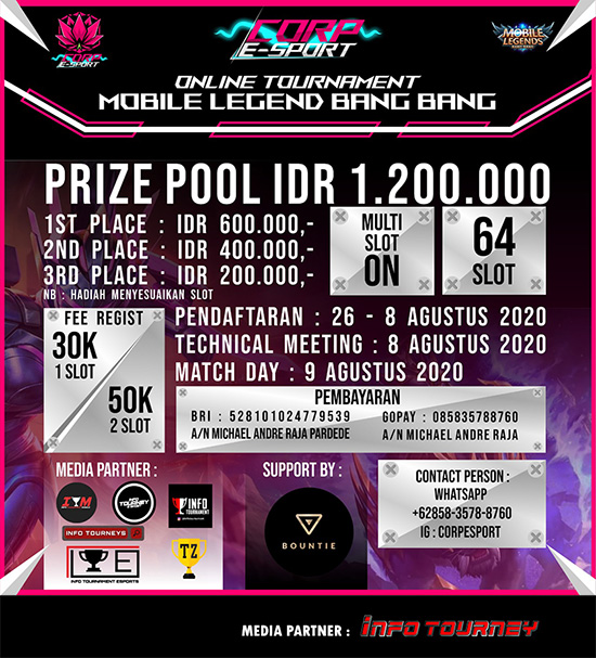 turnamen ml mlbb mole mobile legends agustus 2020 corp esport season 7 poster