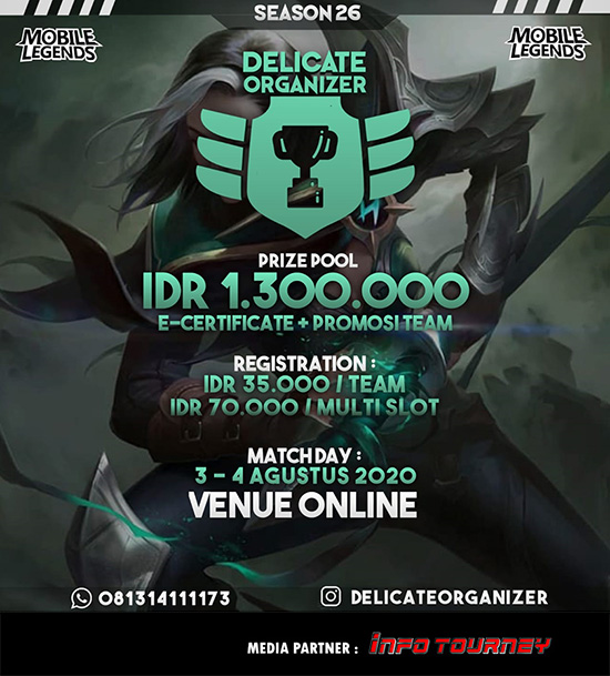 turnamen ml mlbb mole mobile legends agustus 2020 delicate season 26 poster
