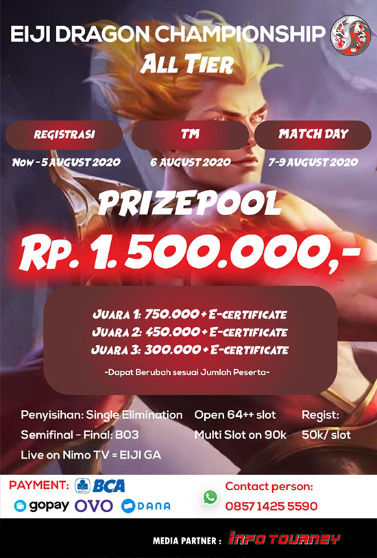 turnamen ml mlbb mole mobile legends agustus 2020 eiji dragon championship poster