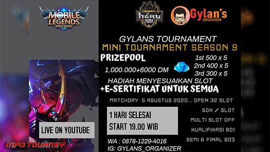 turnamen ml mlbb mole mobile legends agustus 2020 gylans mini season 9 logo