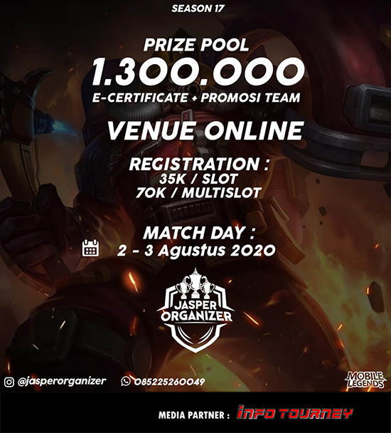 turnamen ml mlbb mole mobile legends agustus 2020 jasper season 17 poster