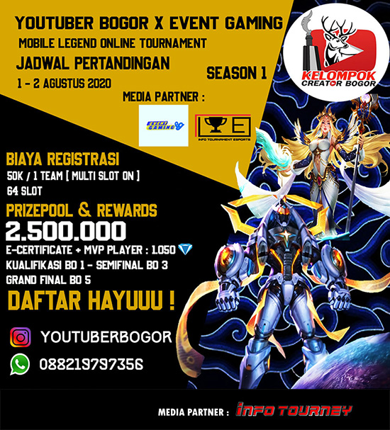 turnamen ml mlbb mole mobile legends agustus 2020 youtuber bogor xevent gaming season 1 poster