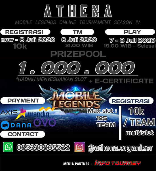 turnamen ml mlbb mole mobile legends juli 2020 athena organizer poster