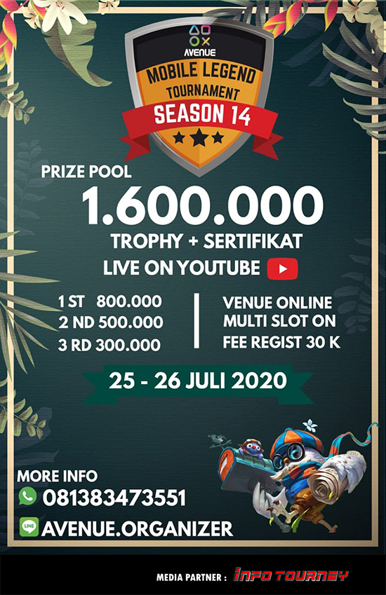 turnamen ml mlbb mole mobile legends juli 2020 avenue organizer season 14 poster