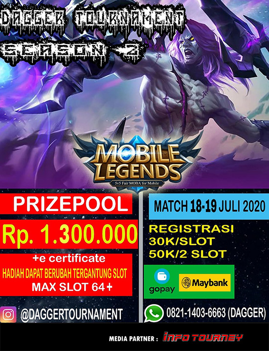 turnamen ml mlbb mole mobile legends juli 2020 dagger season 2 poster 1