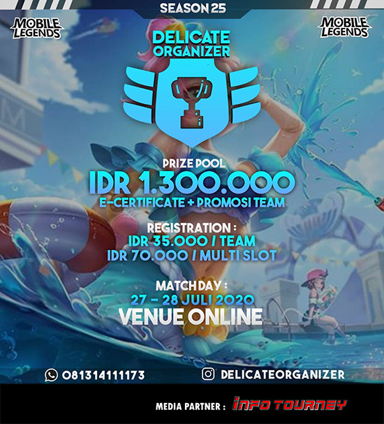 turnamen ml mlbb mole mobile legends juli 2020 delicate organizer season 25 poster 1