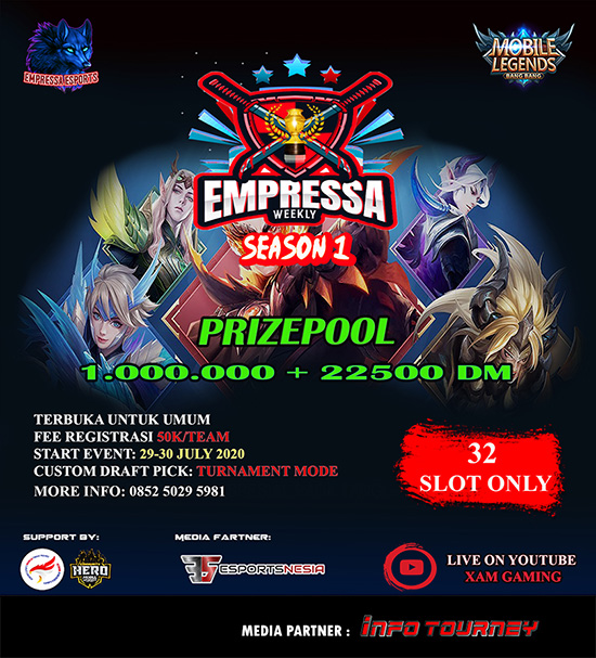 turnamen ml mlbb mole mobile legends juli 2020 empressa weekly season 1 poster 1