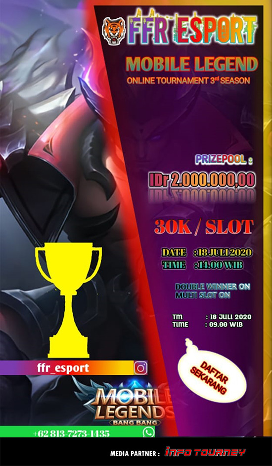 turnamen ml mlbb mole mobile legends juli 2020 ffr esport season 3 poster