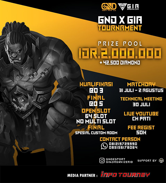 turnamen ml mlbb mole mobile legends juli 2020 gnd esport x gia organizer poster