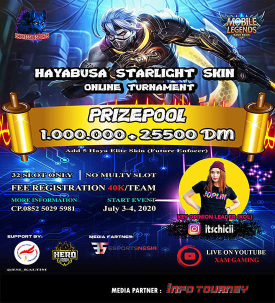 turnamen ml mlbb mole mobile legends juli 2020 hayabusa starlight skin poster