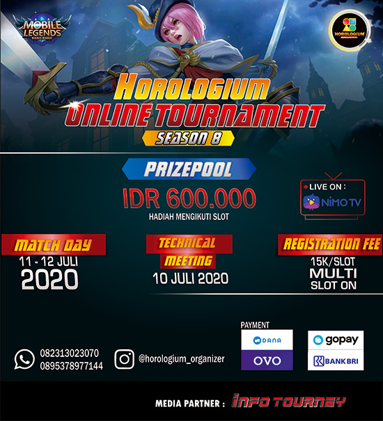 turnamen ml mlbb mole mobile legends juli 2020 horologium season 8 poster