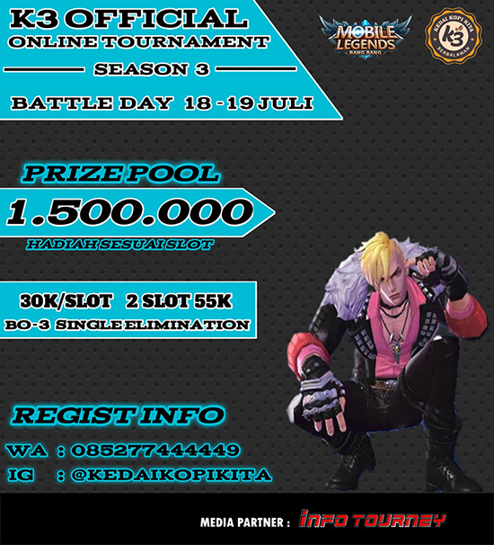 turnamen ml mlbb mole mobile legends juli 2020 k3 official season 3 poster