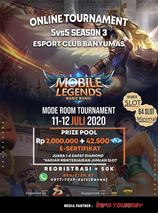 turnamen ml mlbb mole mobile legends juli 2020 raven x esport banyumas season 3 poster
