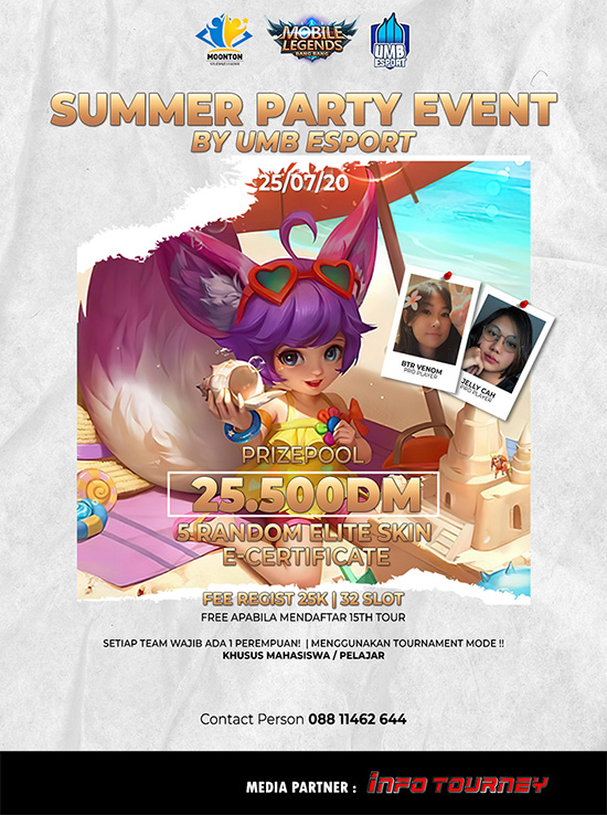 turnamen ml mlbb mole mobile legends juli 2020 summer party umb poster