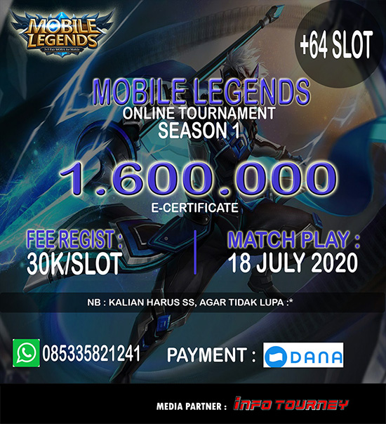 turnamen ml mlbb mole mobile legends juli 2020 zaal organizer season 1 poster