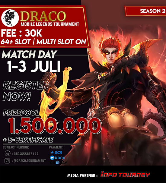 turnamen ml mlbb mole mobile legends juli 2020 draco season 2 poster