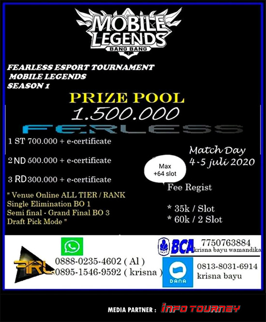 turnamen ml mlbb mole mobile legends juli 2020 fearless esport season 1 poster