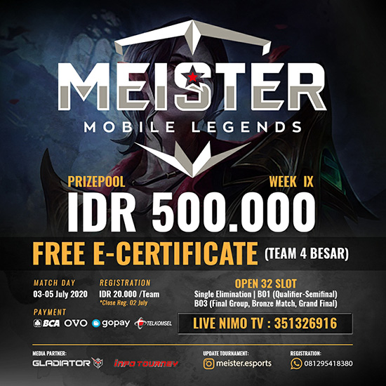 turnamen ml mlbb mole mobile legends juli 2020 meister weekly 9 poster