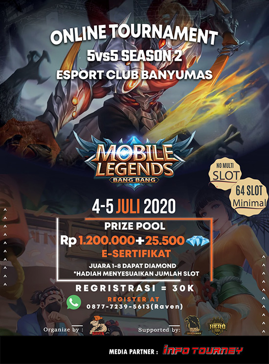 turnamen ml mlbb mole mobile legends juli 2020 raven x esport banyumas season 2 poster